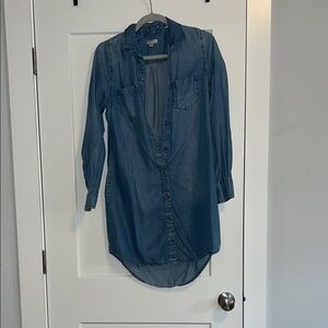 Blue Denim Button-Up Shirt Dress
